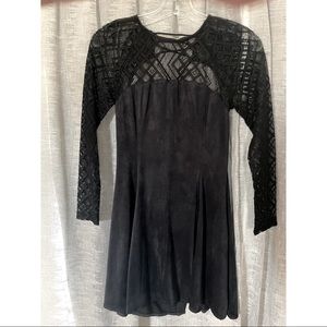 NWT Dance & Marvel Black Long Sleeve Lace and Velvet Dress